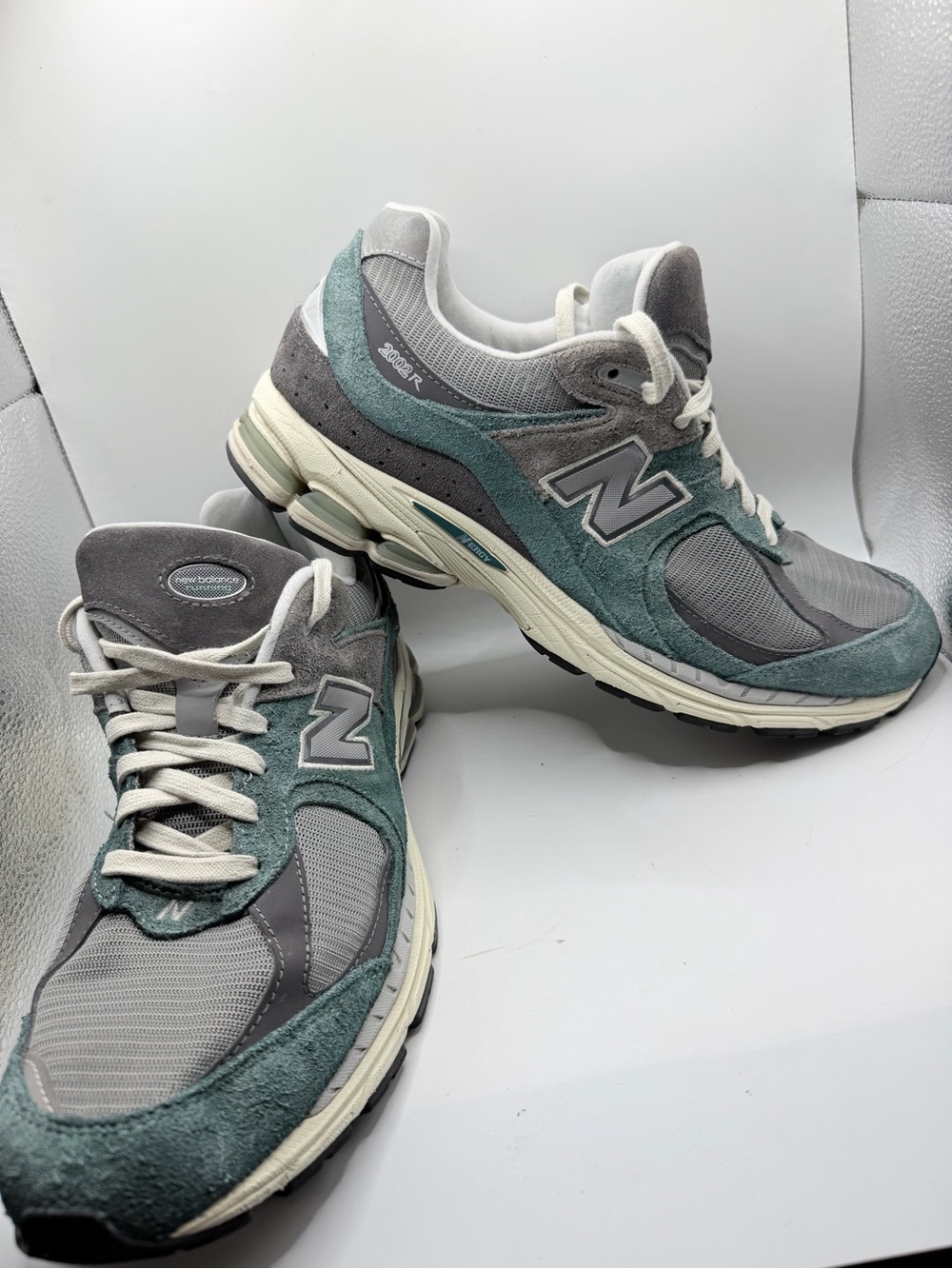 New Balance 2002R Green Teal & Gray Suede Athletic Sneakers